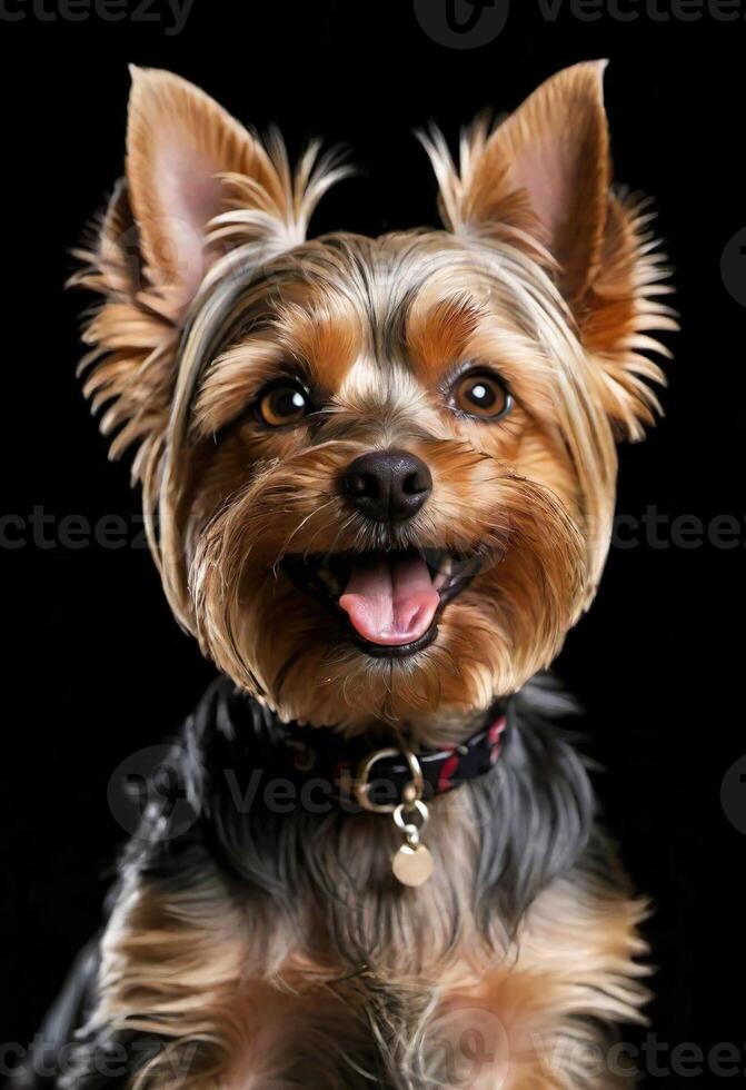 AI generated Adorable Yorkshire Terrier with a big smile photo