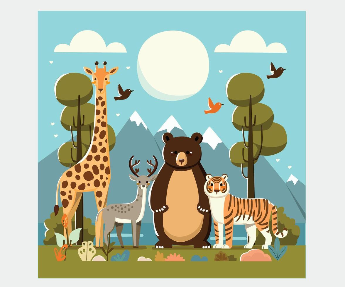 Vector Flat World Wildlife Day Background Illustration