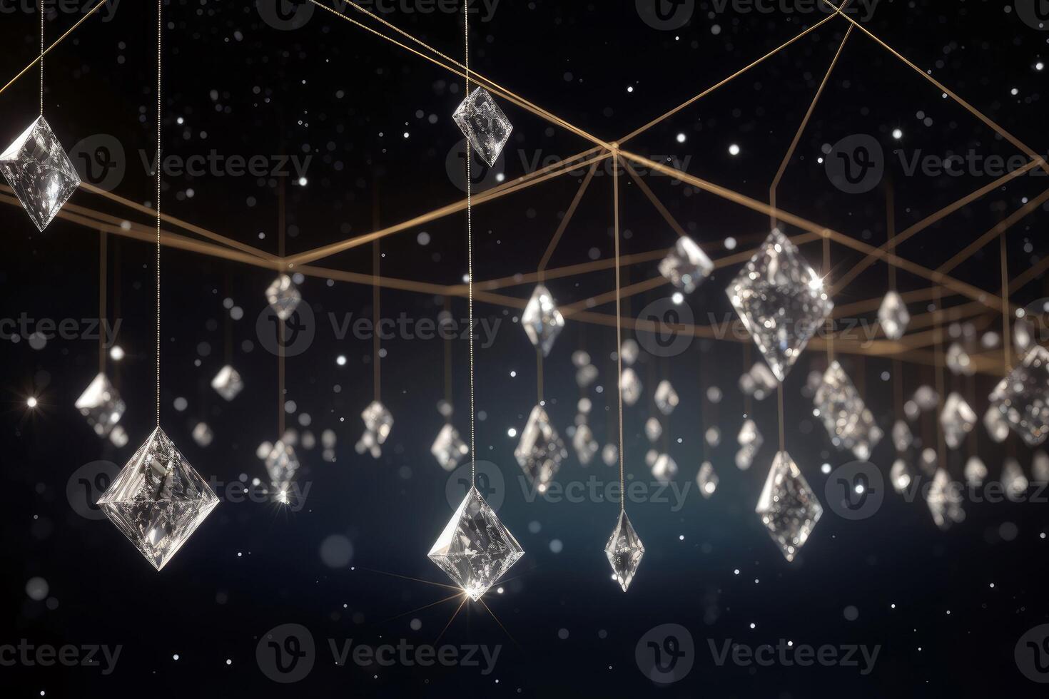 AI generated Diamonds hanging strings. Generate ai photo