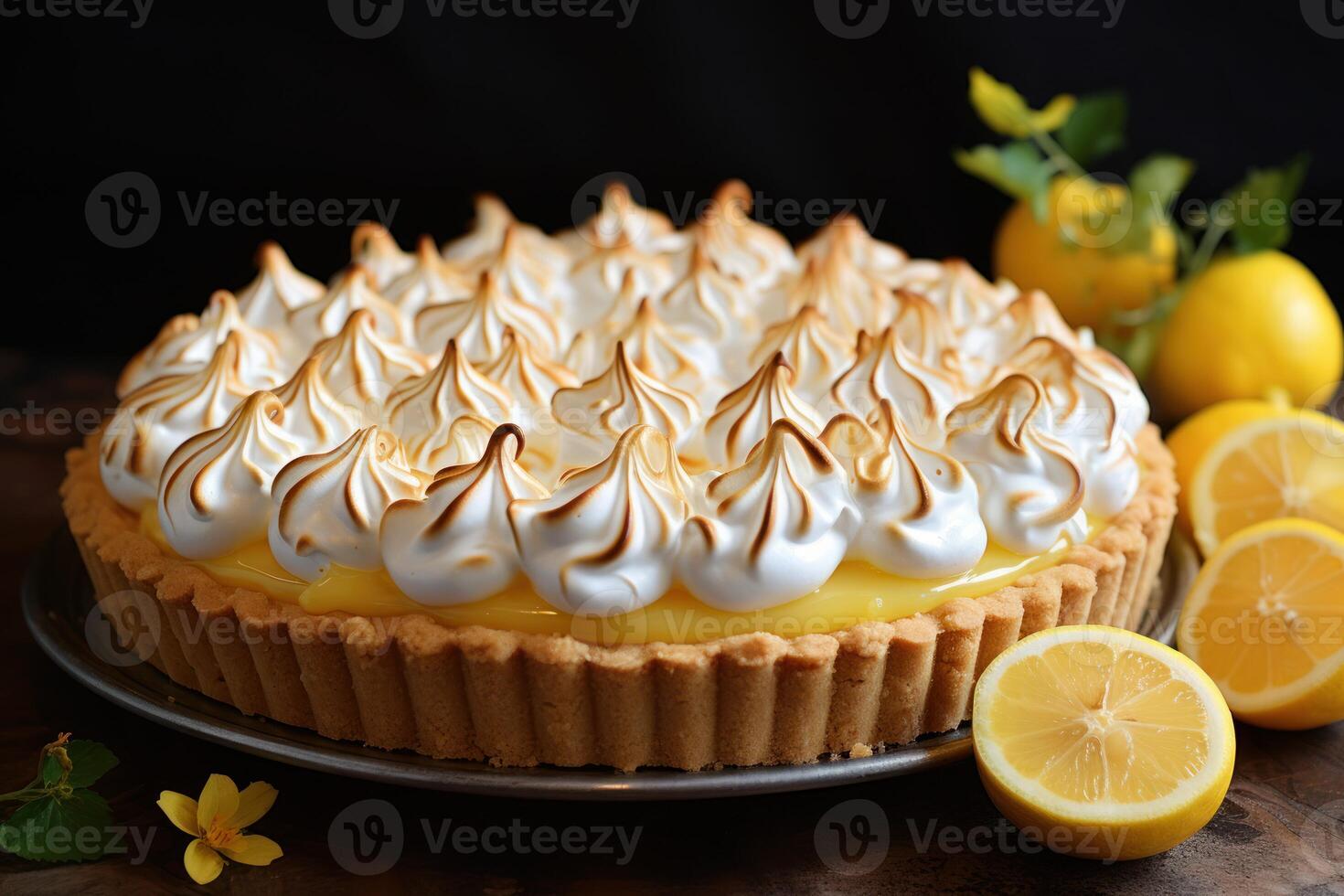 AI generated Tantalizing Lemon meringue pie in sunlight. Generate ai photo