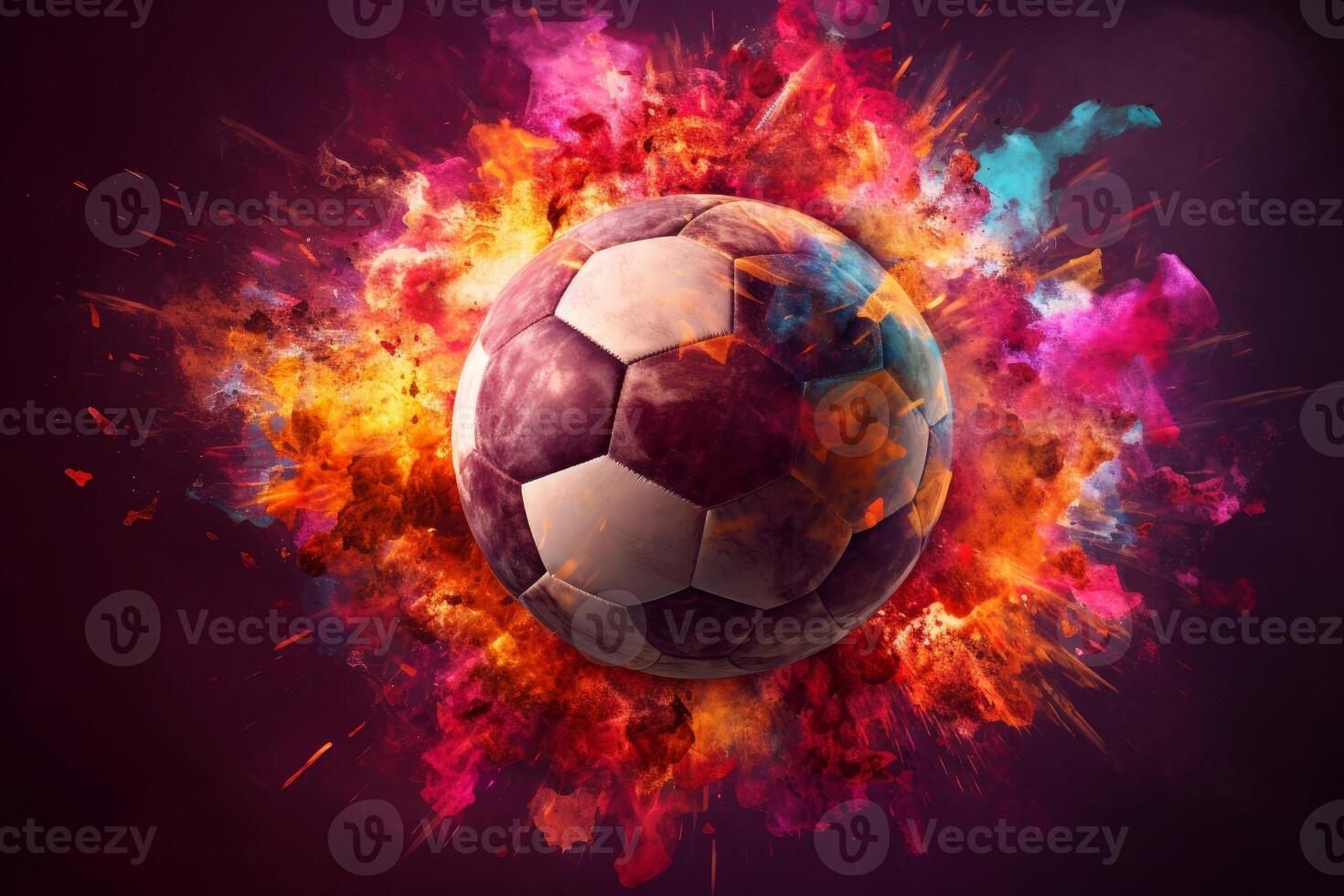 AI generated Image football explosion colors. Generate AI photo