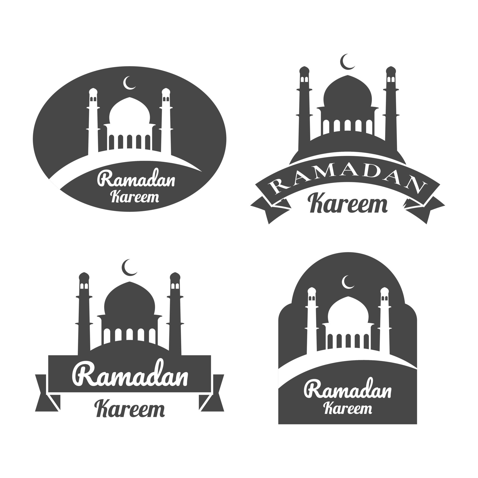 Collection of black and white islamic labels. - Vector. 38199296 Vector