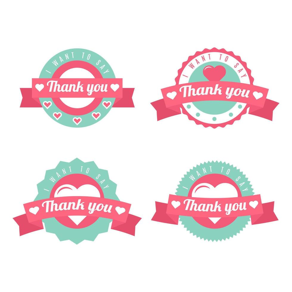 Set of vintage thank you stickers. - Vector. vector