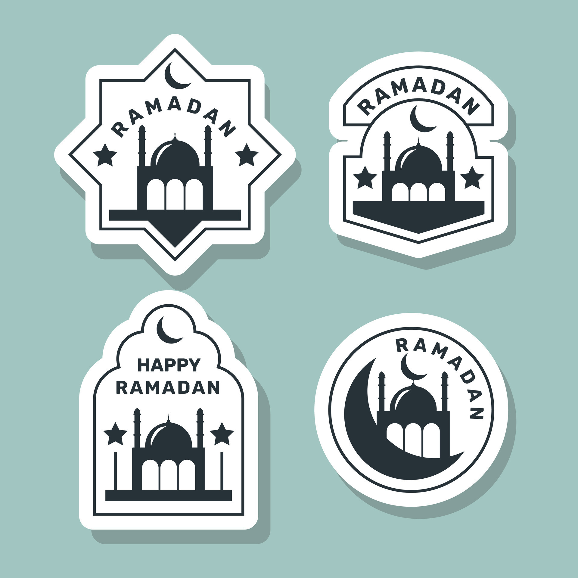 Collection of black and white islamic labels. - Vector. 38199312 Vector