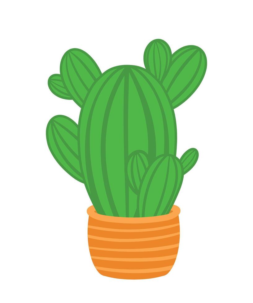 cactus en maceta mano dibujado planta plano vector ilustración