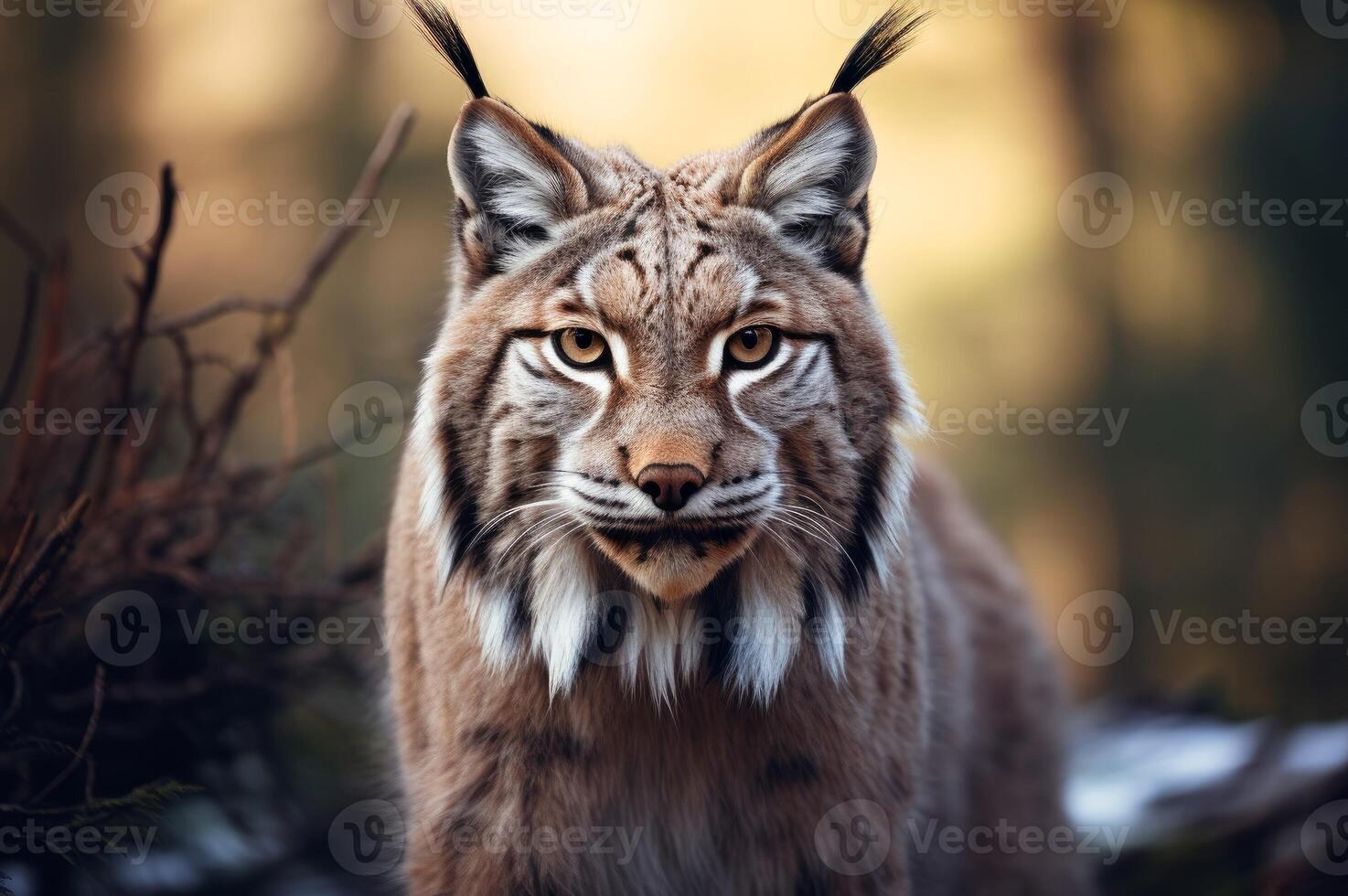 ai generado nocturno lince animal gato de cerca. generar ai foto