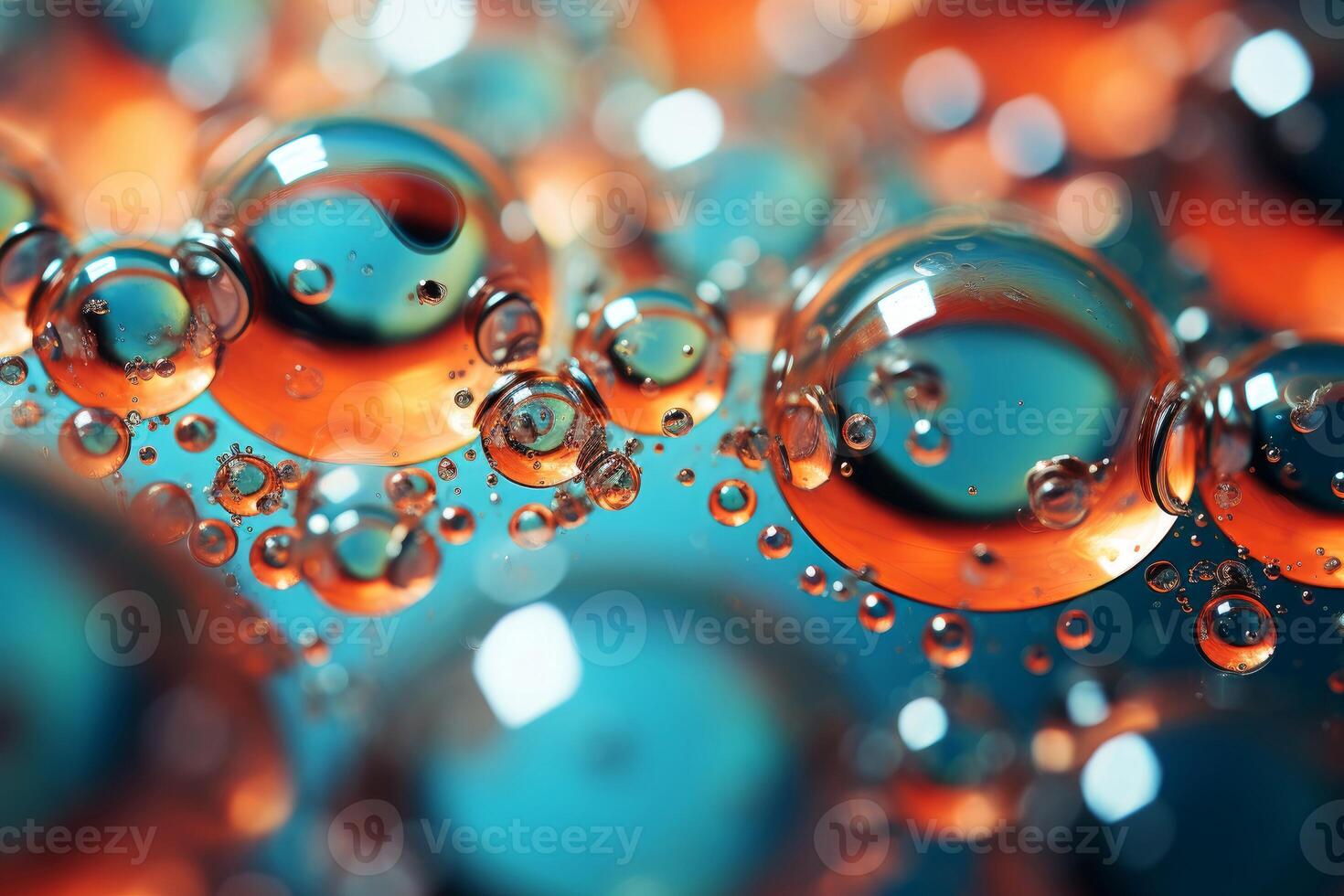 AI generated Spherical Macro water bubbles. Generate Ai photo