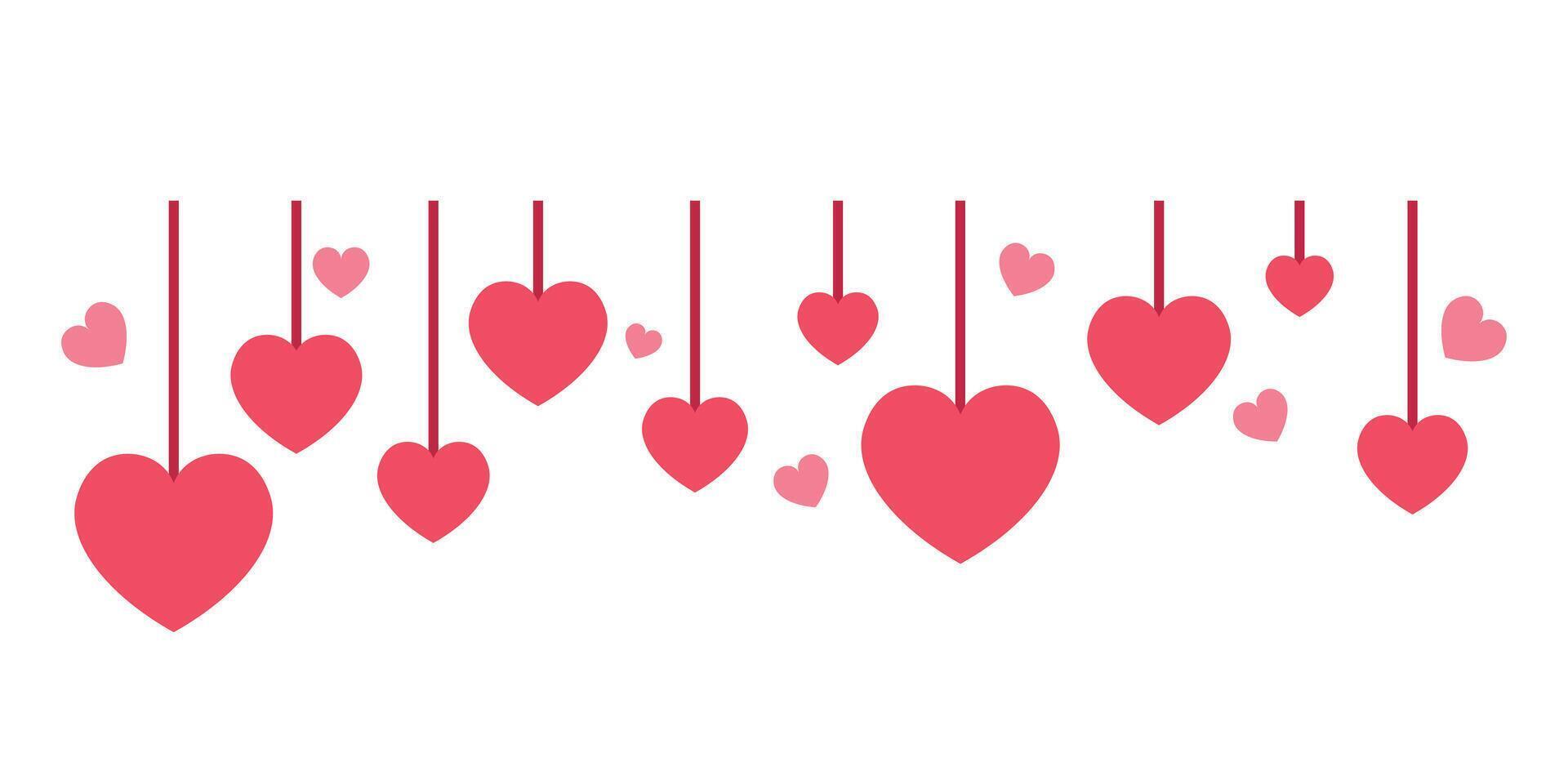 Heart Hanging Element for Valentine Border Frame Background Banner Decoration Vector Illustration