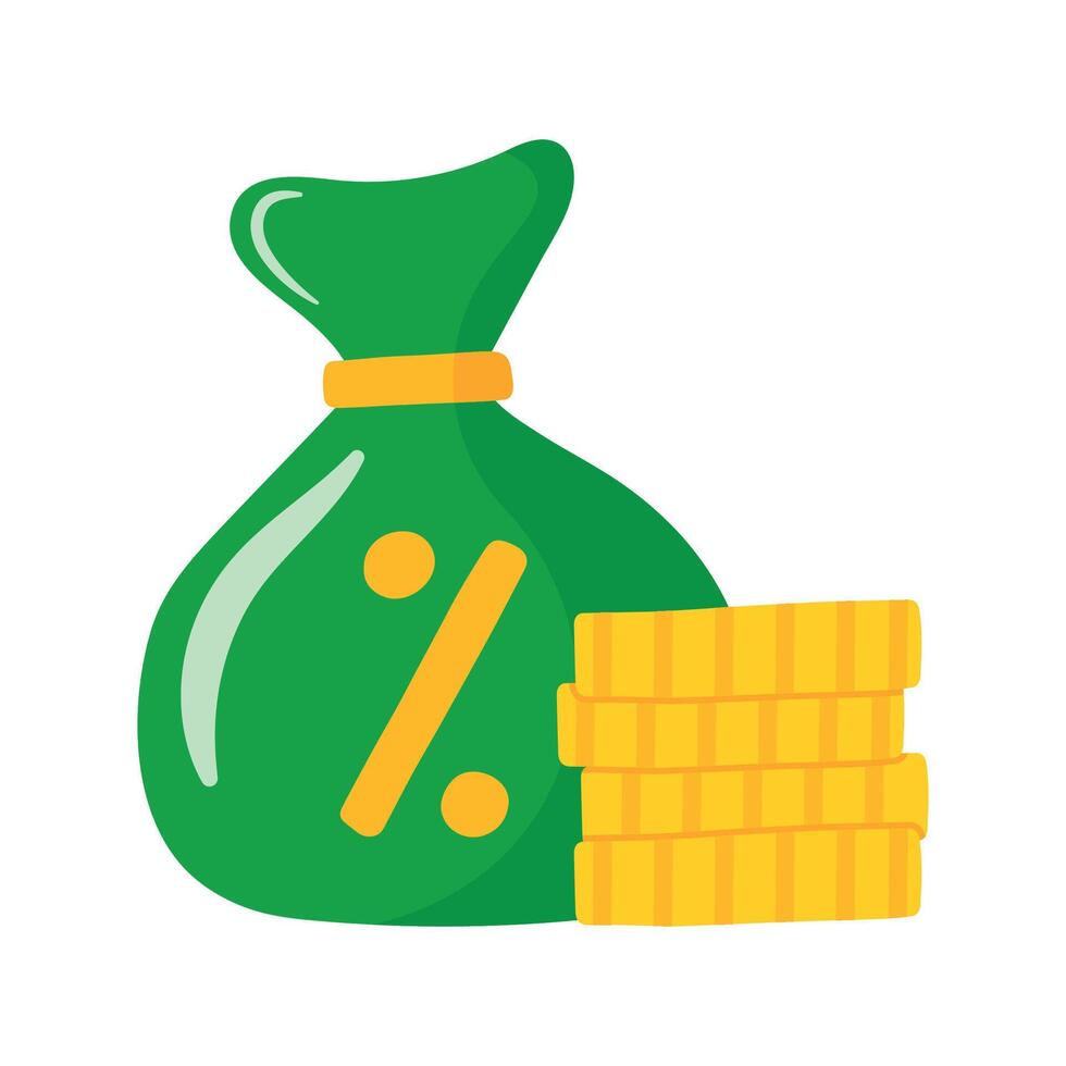 Percentage Money Bag Icon Drawing Cartoon Doodle Vector Illustration