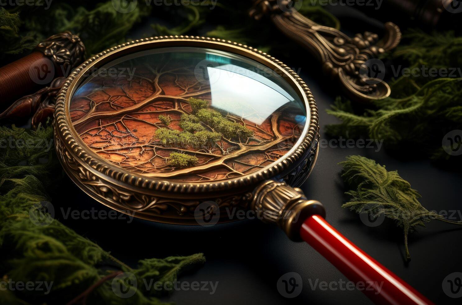 AI generated Detailed Magnifying glass wooden. Generate Ai photo