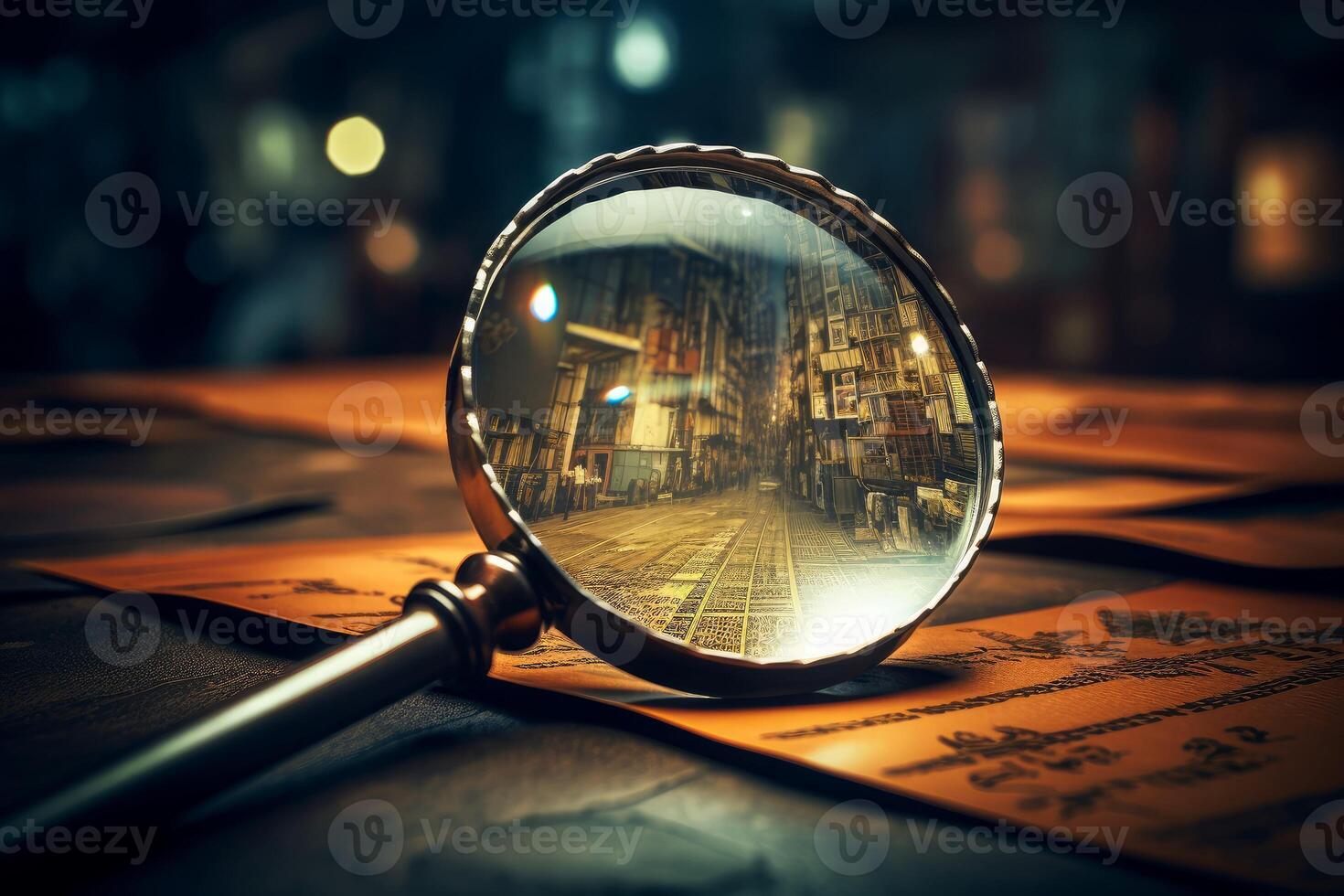 AI generated Magnifying glass wooden. Generate Ai photo