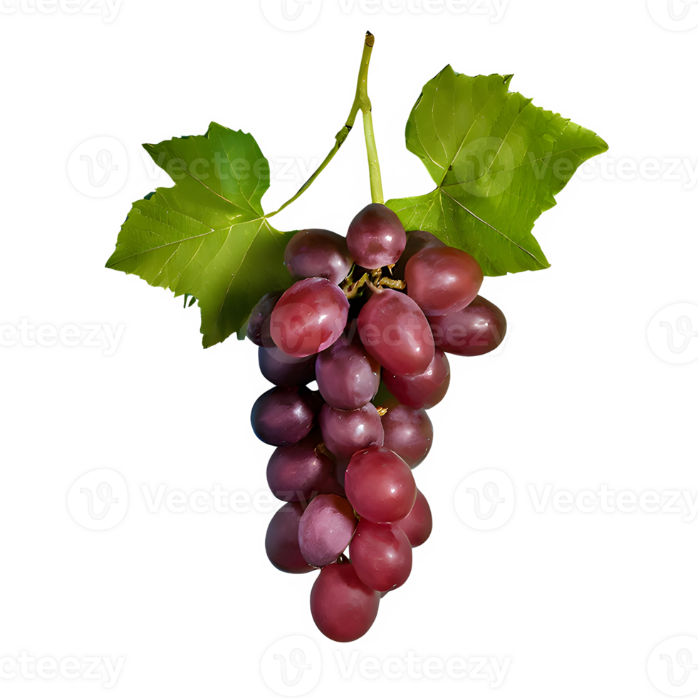 AI generated Red grape with leaves isolated on transparent background png
