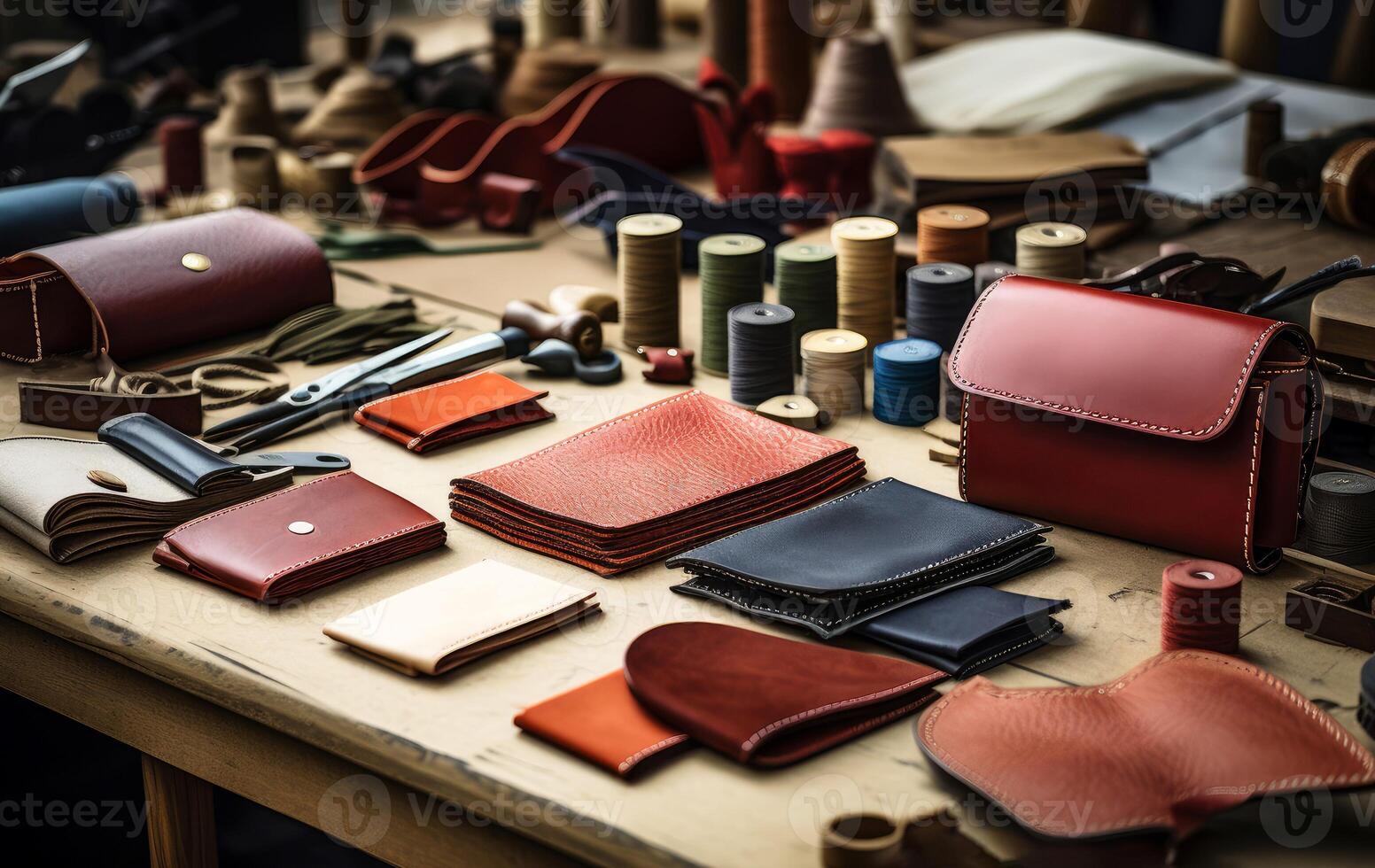 AI generated Durable Making leather goods. Generate Ai photo