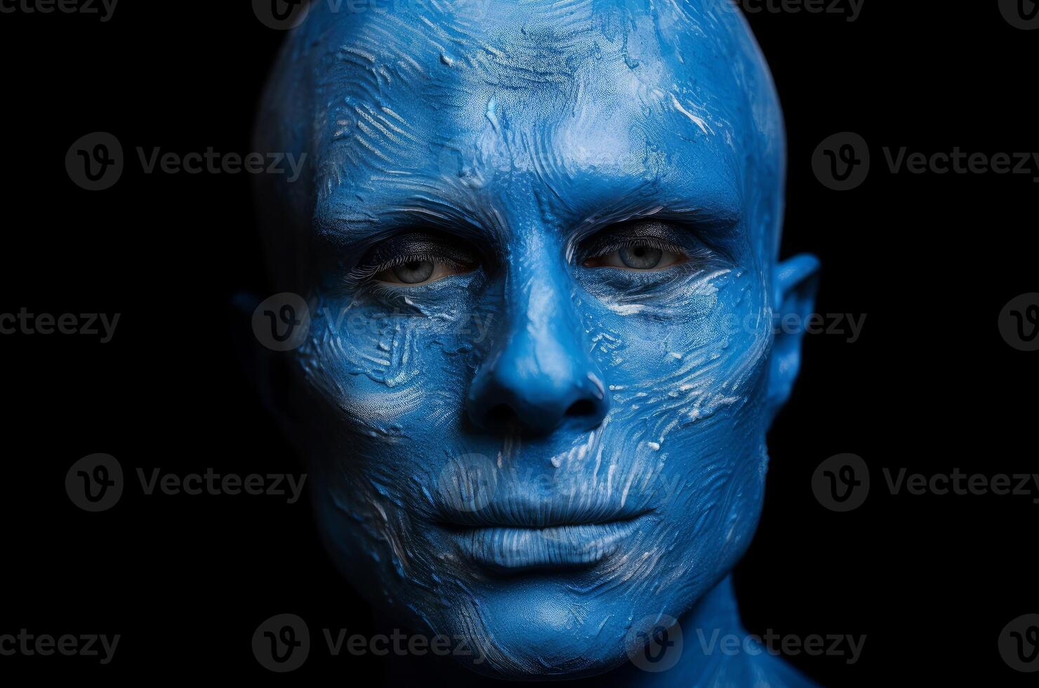 AI generated Vibrant Man blue skin face. Generate Ai photo