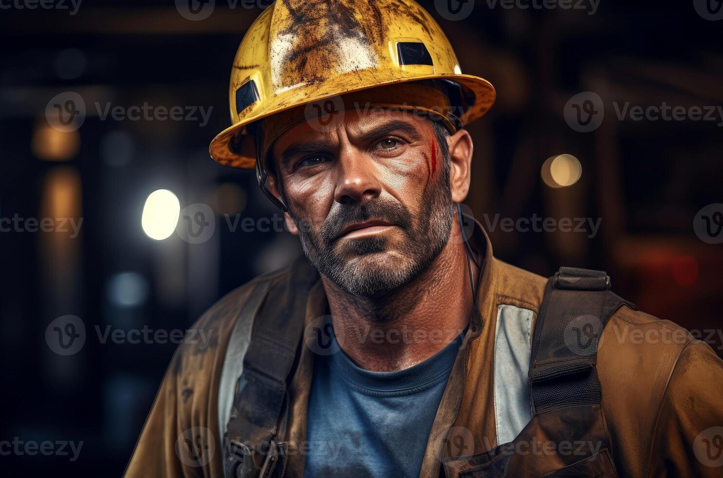 AI generated Hardworking man construction worker. Generate Ai photo