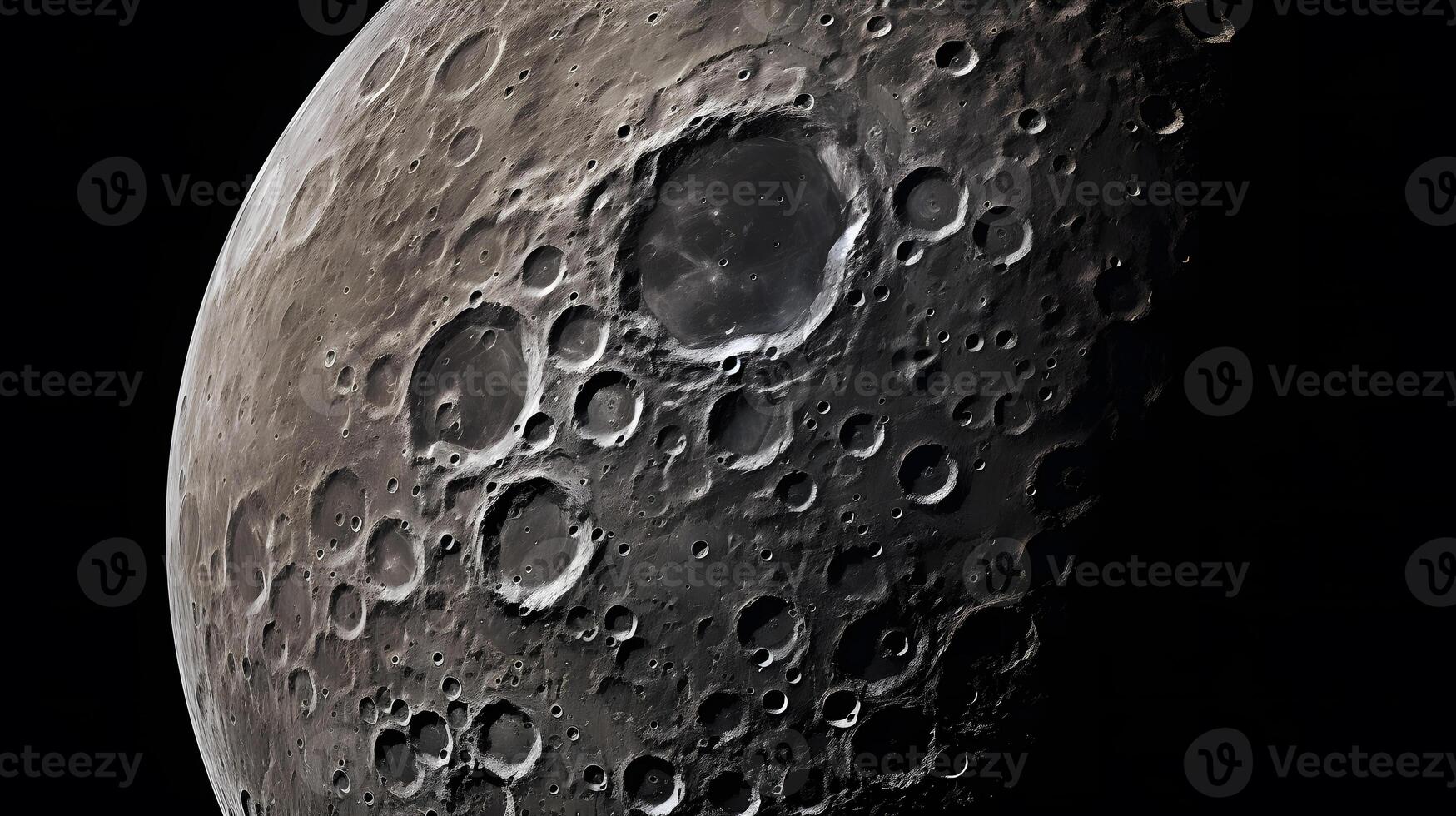 ai generado lleno Luna en el espacio. neural red ai generado foto