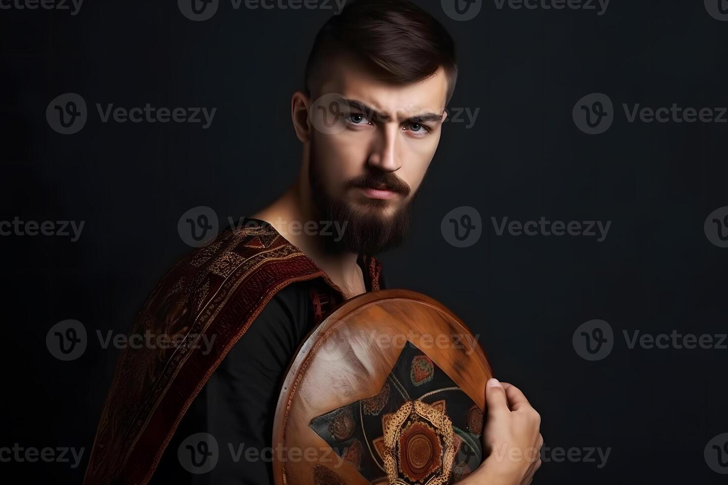 AI generated Viking or Anglo-Saxon warrior. Neural network AI generated photo