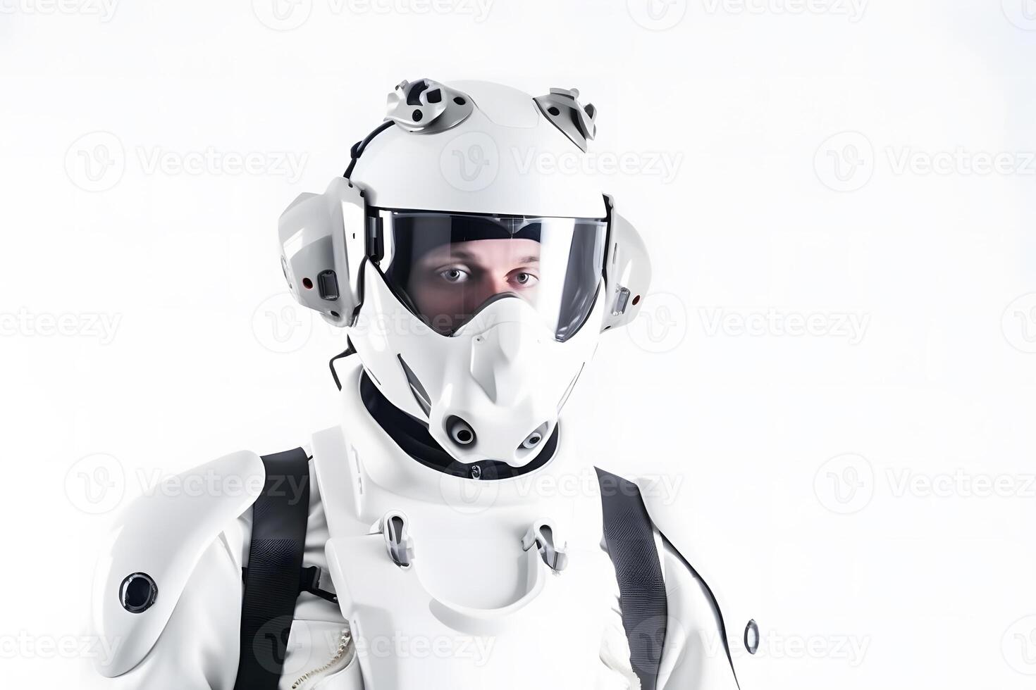 AI generated mega robot super drone in a white background. Neural network AI generated photo