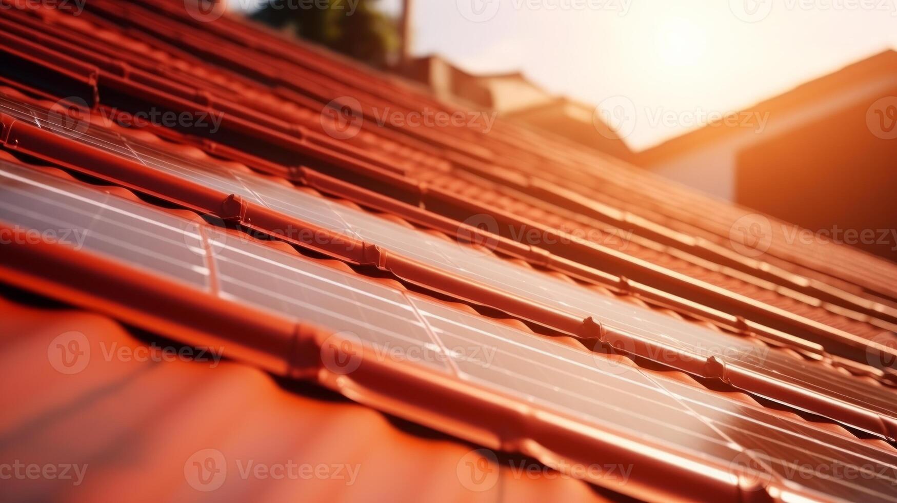 AI generated Solar panels on the roof. Neural network AI generated photo