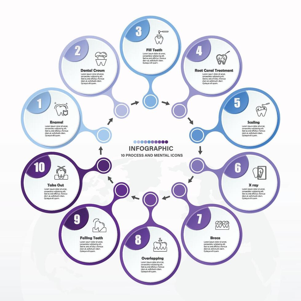 azul tono circulo infografía con 10 pasos, proceso o opciones vector