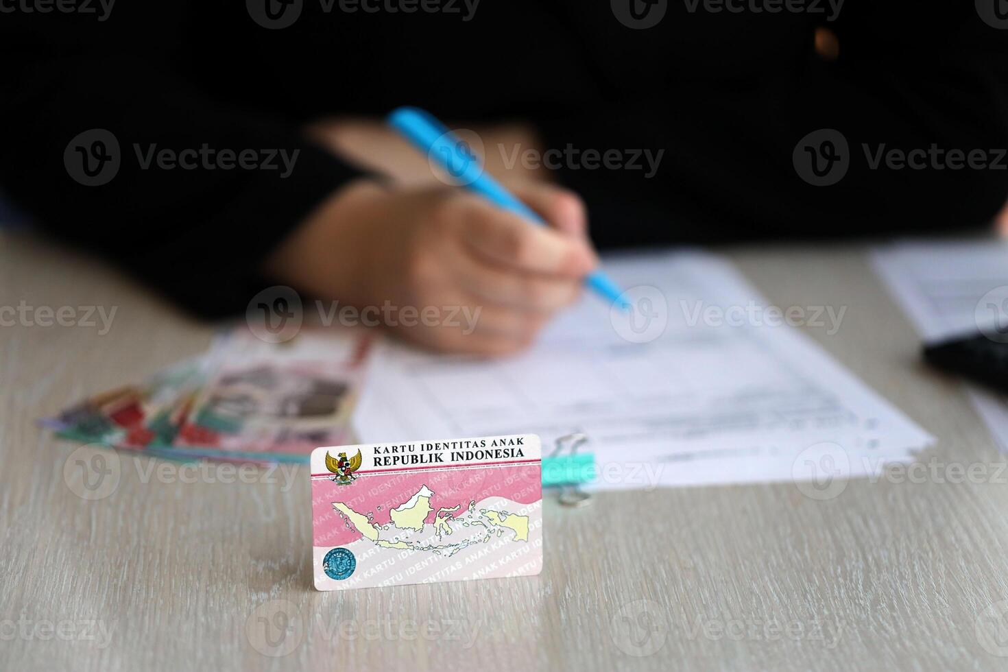 Indonesia child identity card Kartu Identitas Anak or KIA card. ID document for indonesian children photo