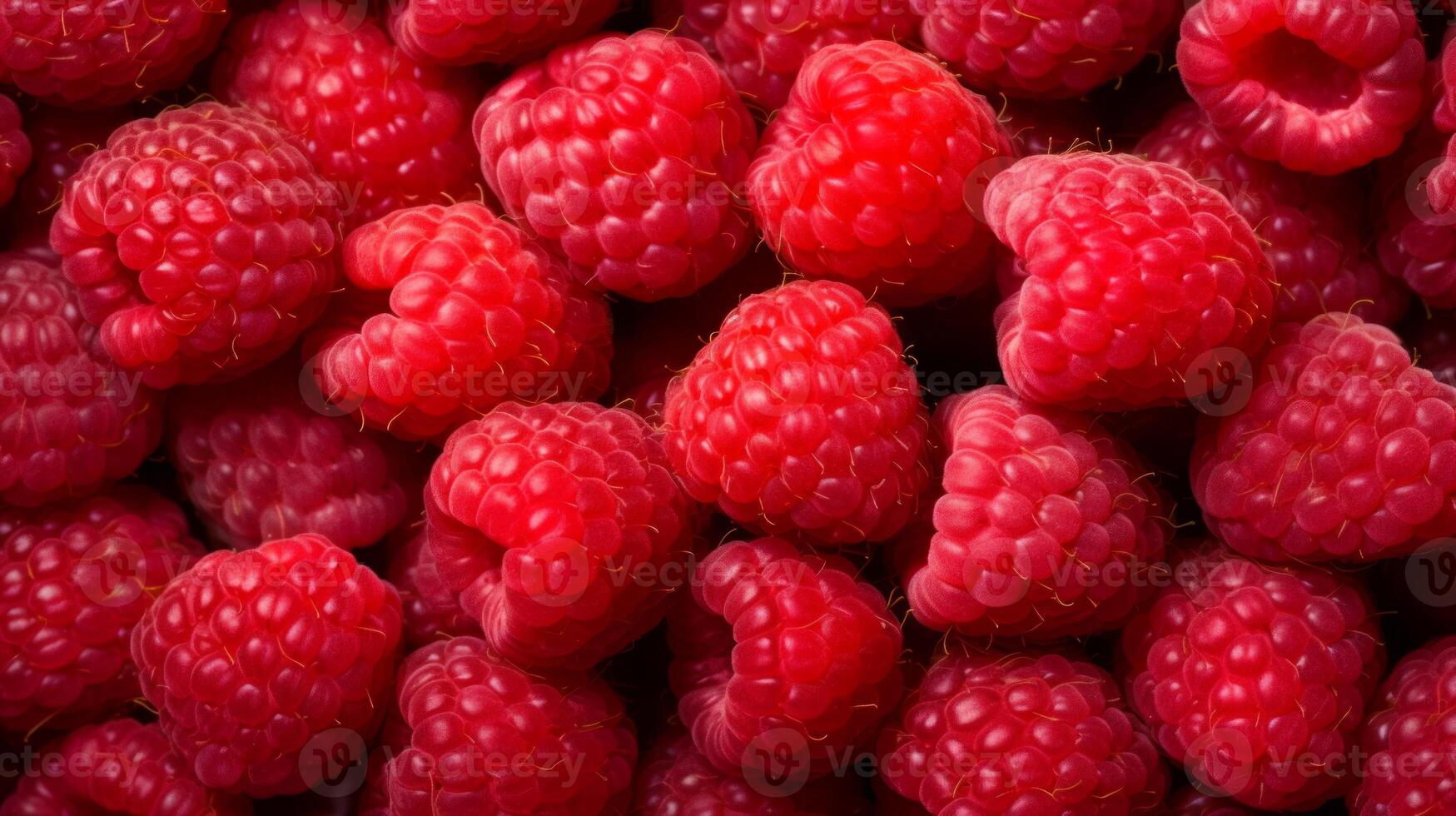 AI generated Lot ripe red raspberries as background. Neural network AI generated photo