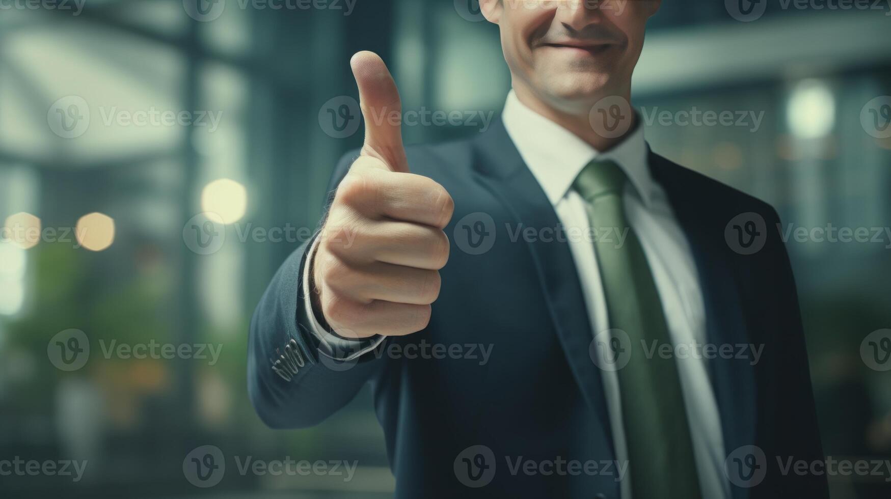 AI generated Successful businessman showing like with fingers. Neural network AI generated photo