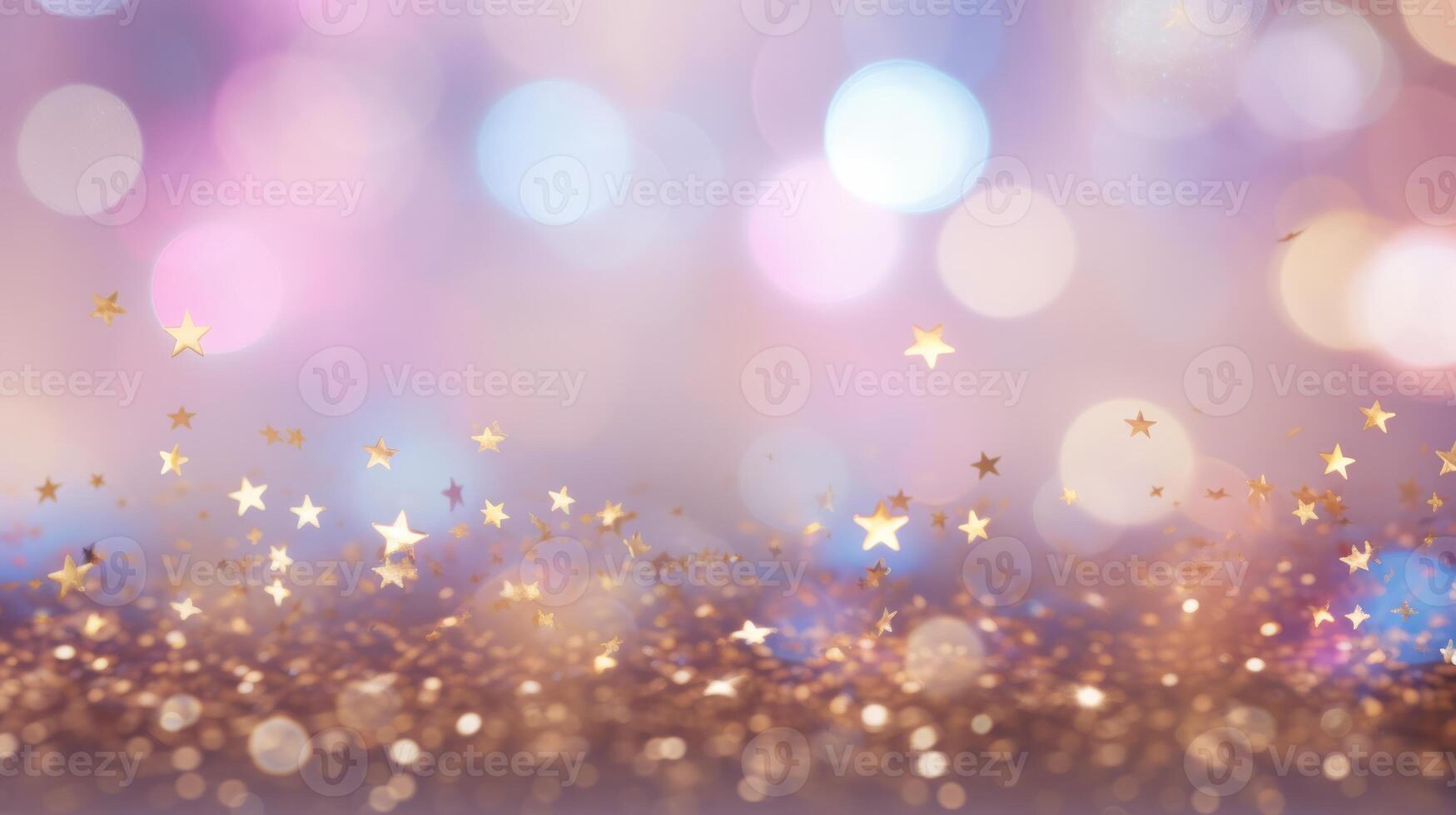 AI generated Festive Christmas background. Elegant abstract background with bokeh defocused lights and stars. Neural network AI generated photo