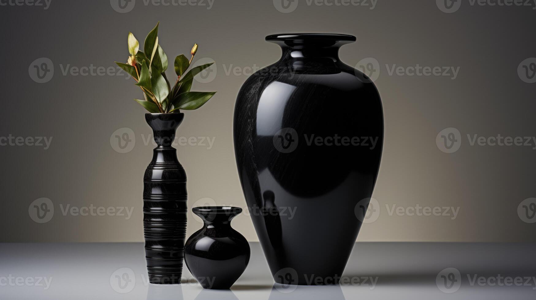 AI Generated black cemetery urn for sympathy card on dark background. photo