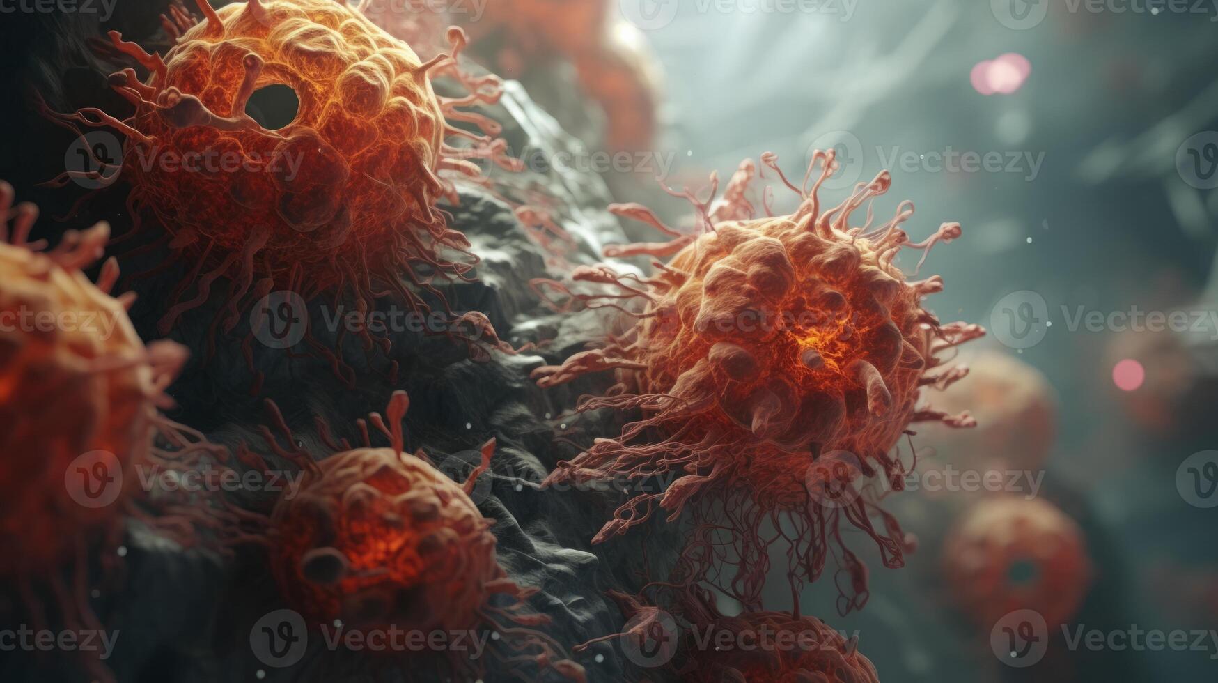 AI generated Virus, bacteria, fungi medical background. Neural network AI generated photo