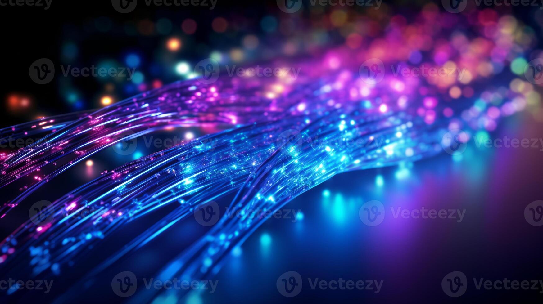 ai generado neón color fibra óptico cable. neural red ai generado foto