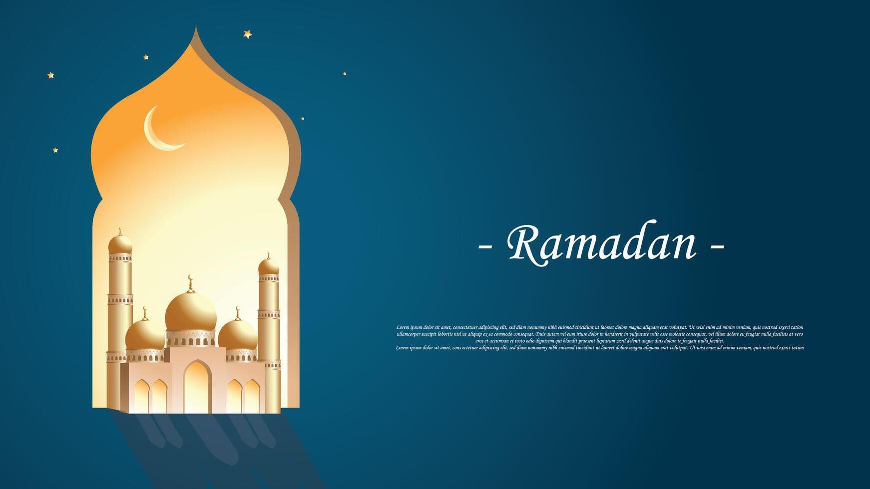 Golden Mosque of ramadan celebration background illustration. vector