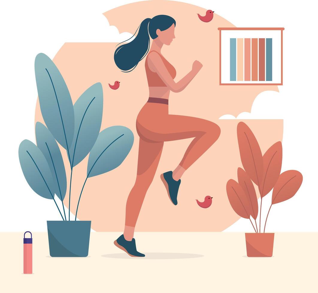 Woman doing exercise and yoga vector