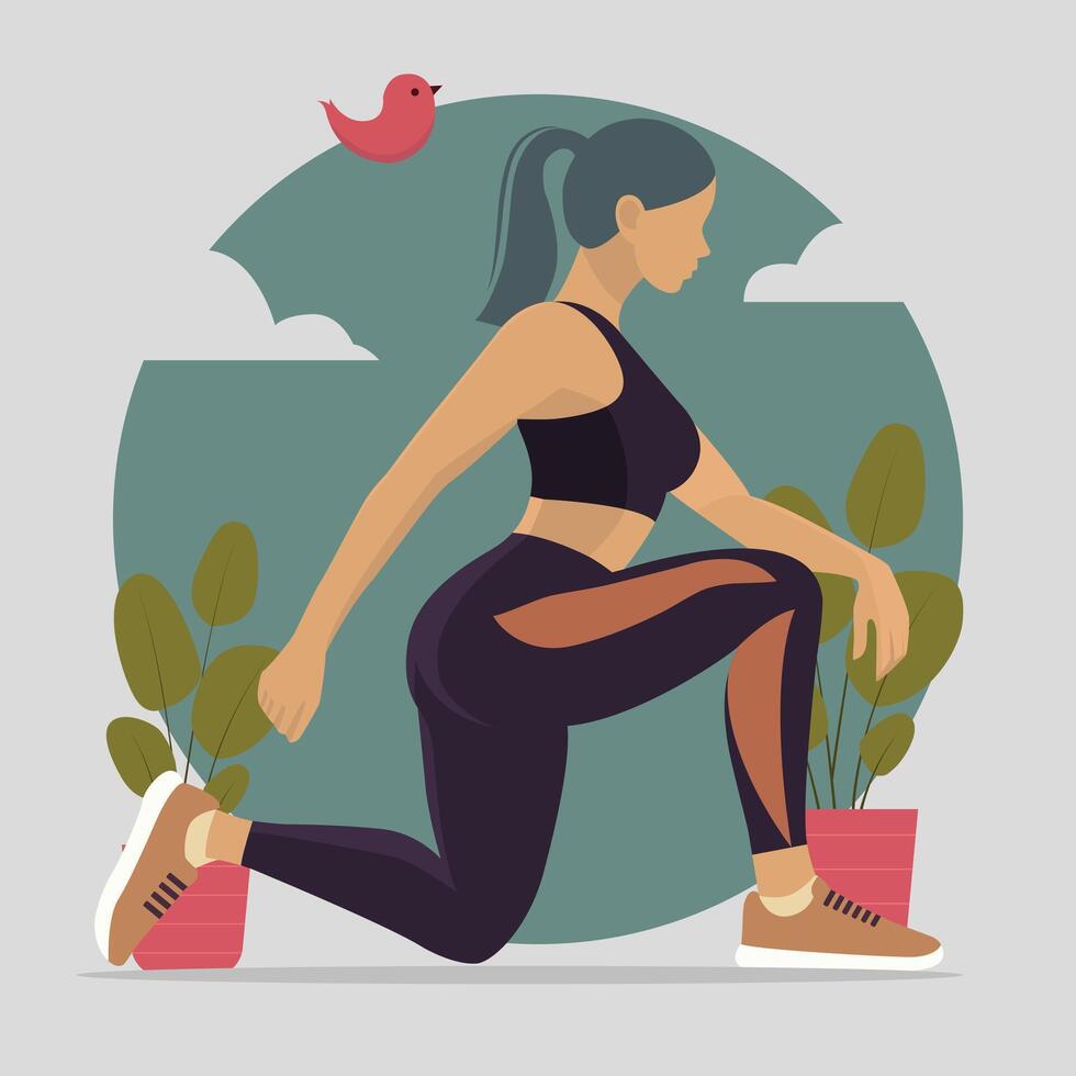 Woman doing exercise and yoga vector