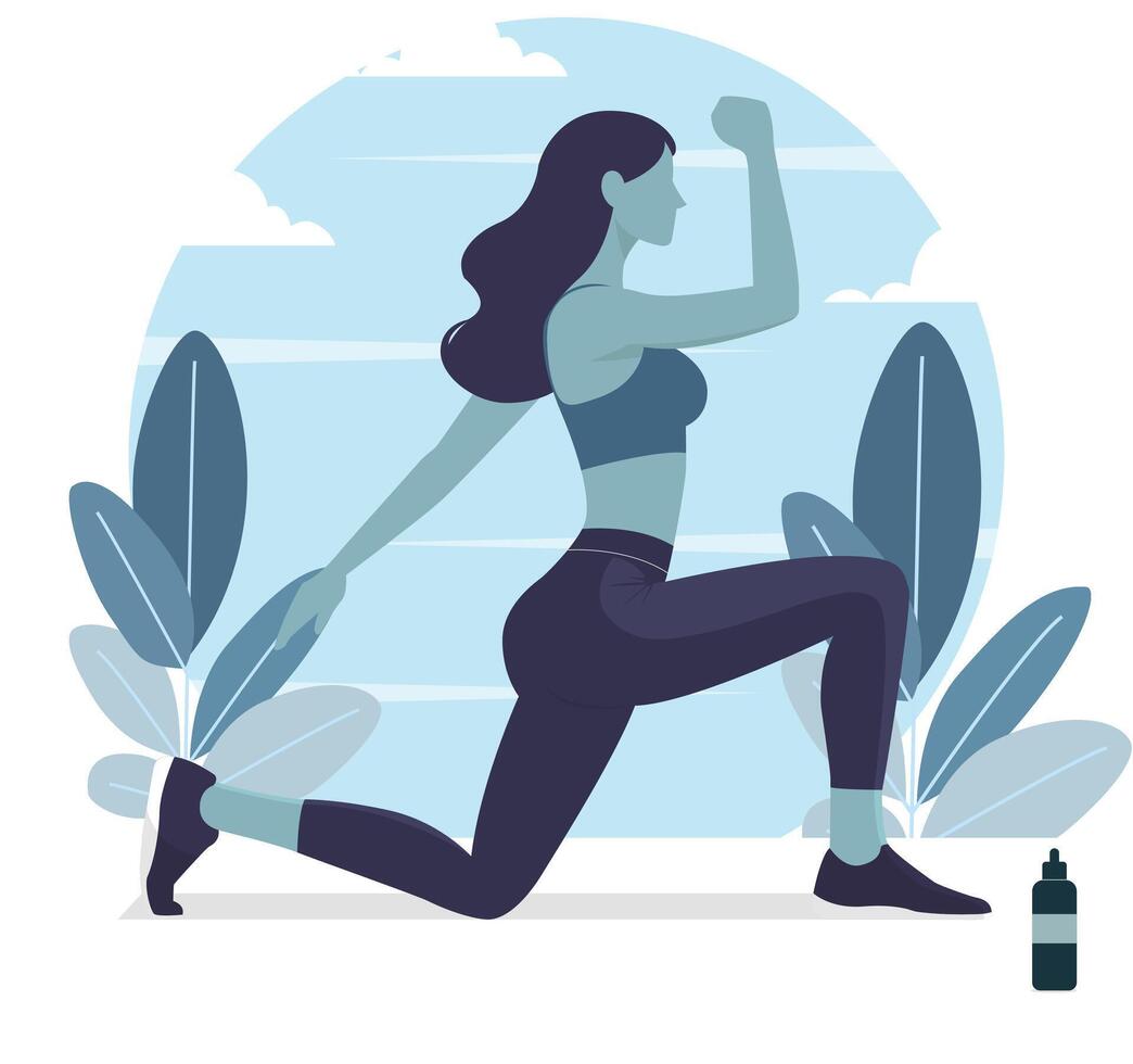 Woman doing exercise and yoga vector