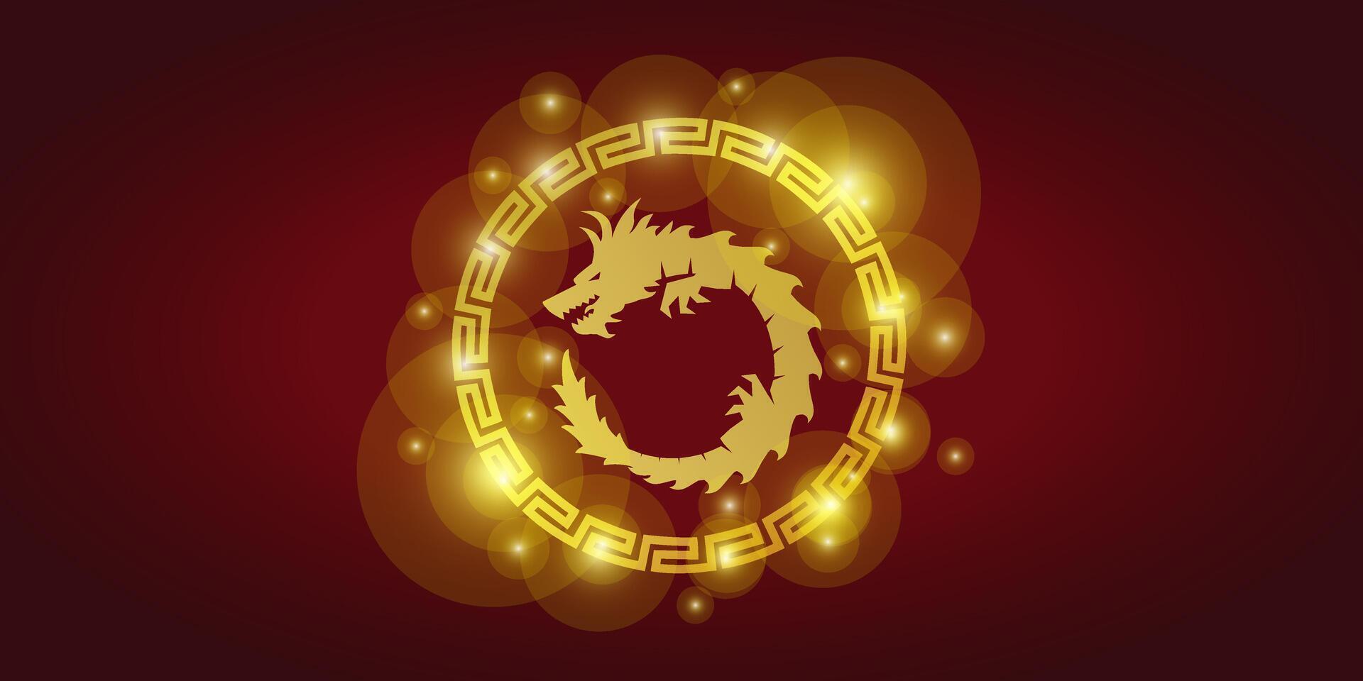 chinese new year 2024 with dragon circle logo for banner vector