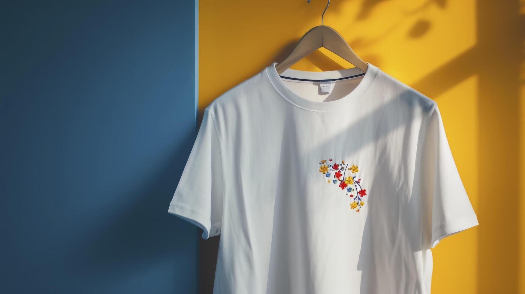 AI generated white t shirt on hanger photo