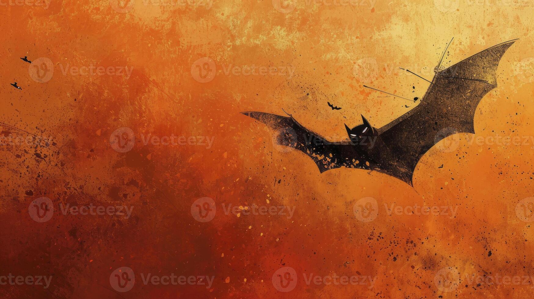 AI generated Harvest Hues. A Halloween-Inspired Grunge Orange Background, Embellished with Bats and Abstract Texture for a Vintage and Spooky Vibe. photo