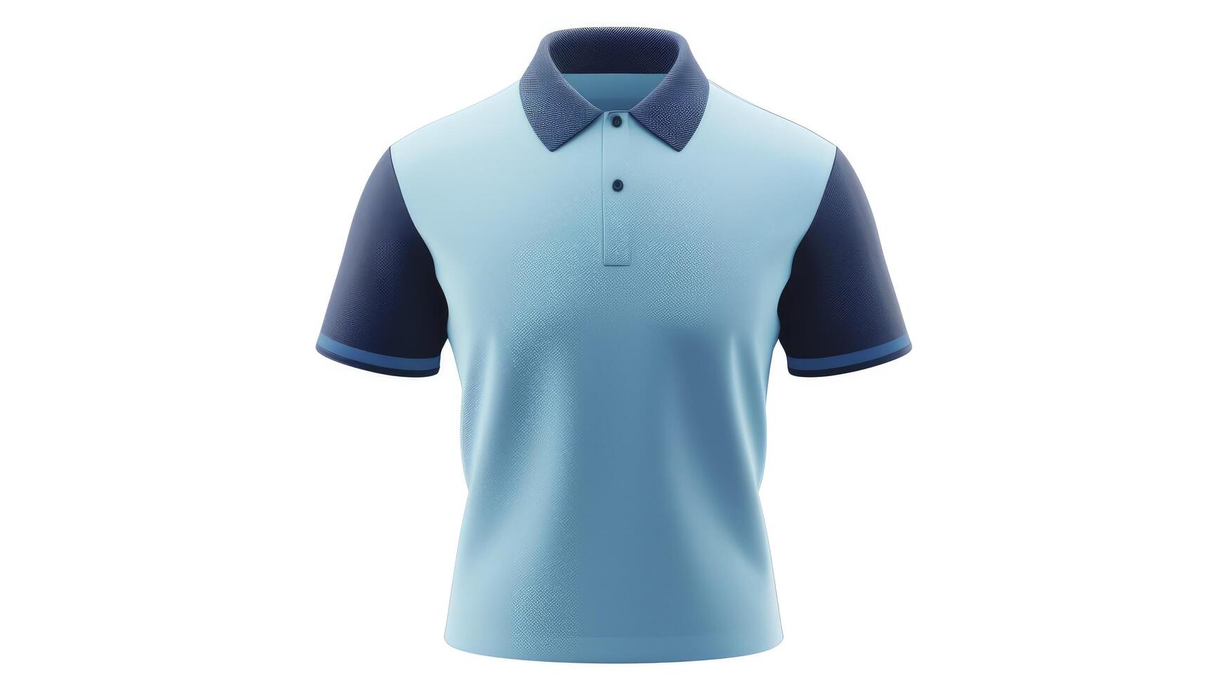 AI generated a light blue polo T shirt with dark blue sleeves photo