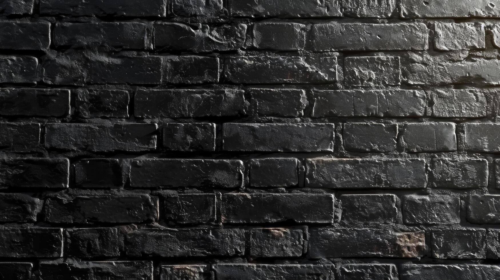 AI generated black brick wall, dark background for design photo