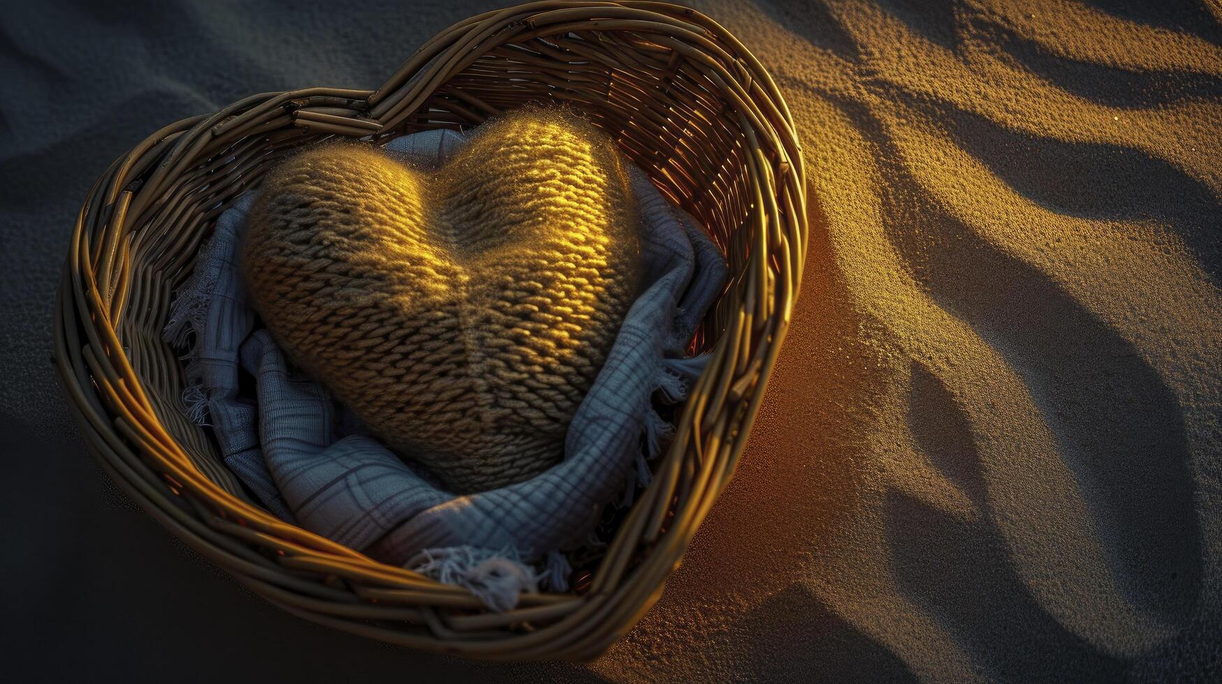 AI generated heart shaped baby basket photo