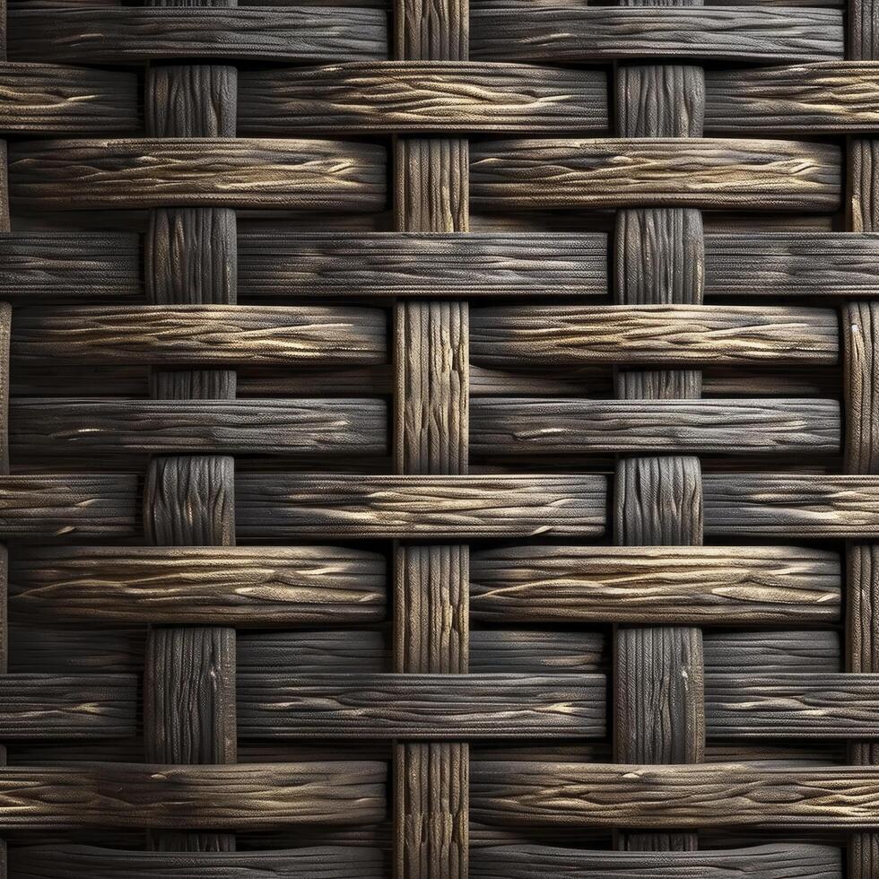 AI generated Old weave plastic wicker pattern background photo