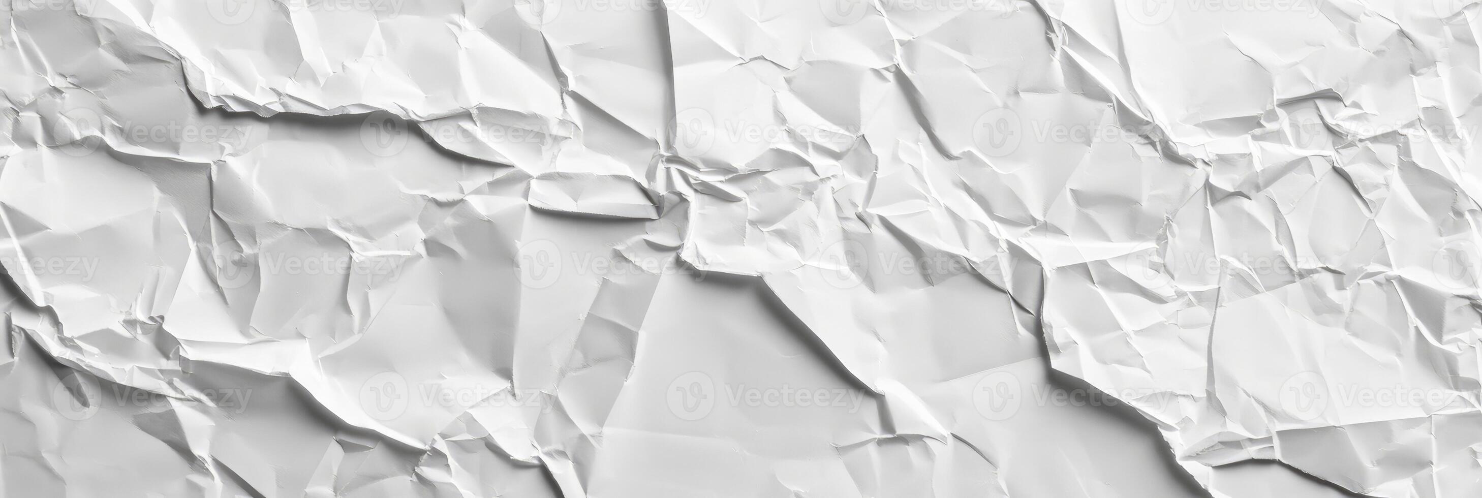 AI generated Blank white crumpled and creased paper poster texture background photo