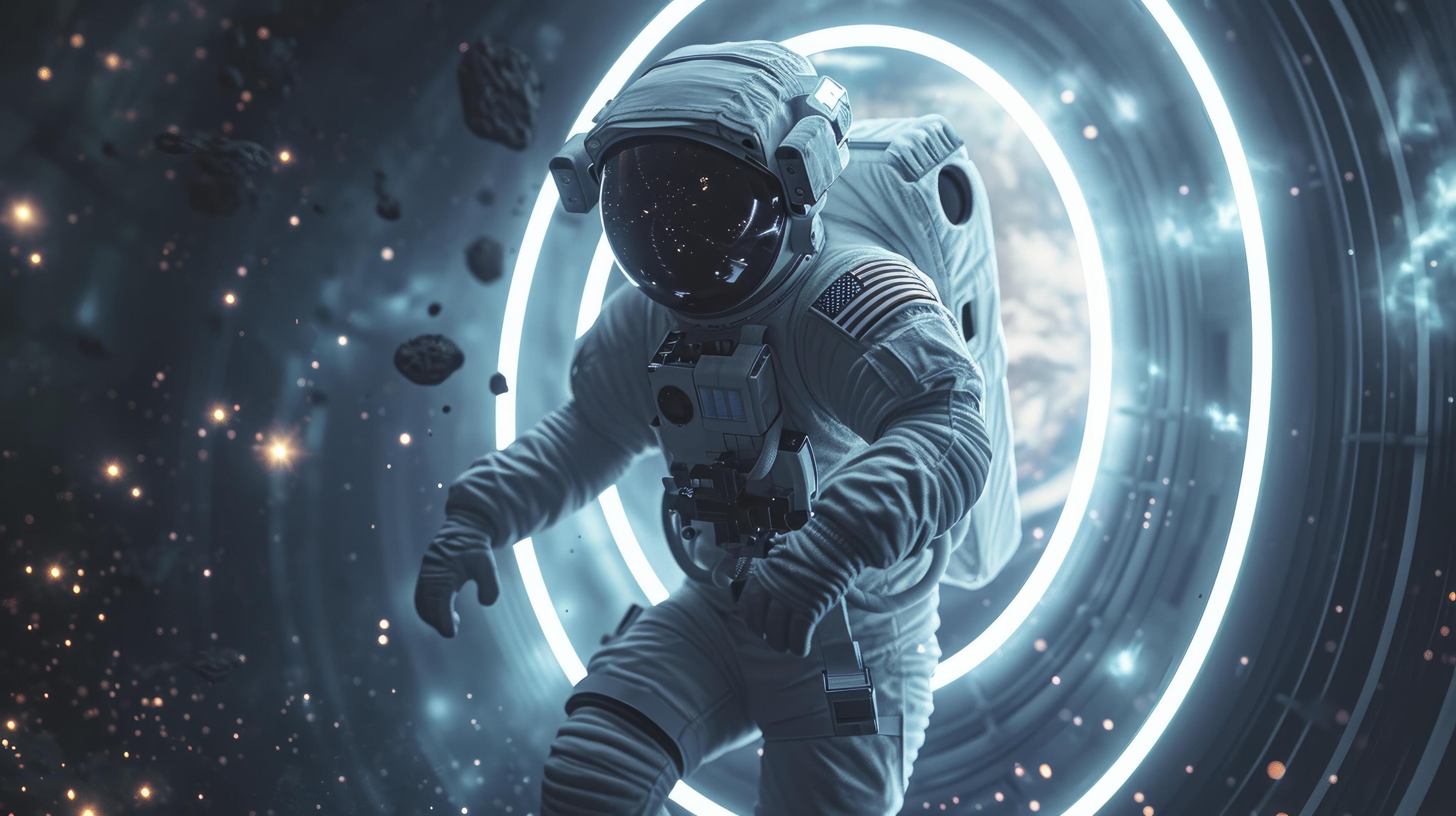 AI generated Time Travelers Odyssey. A Futuristic Space Astronaut