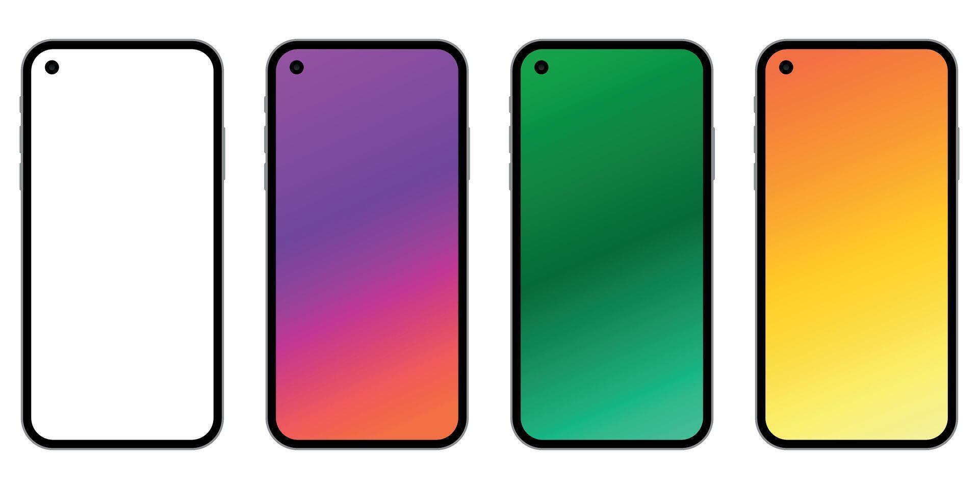 Realistic smartphone with transparent background. Smartphone mockup collection. vector