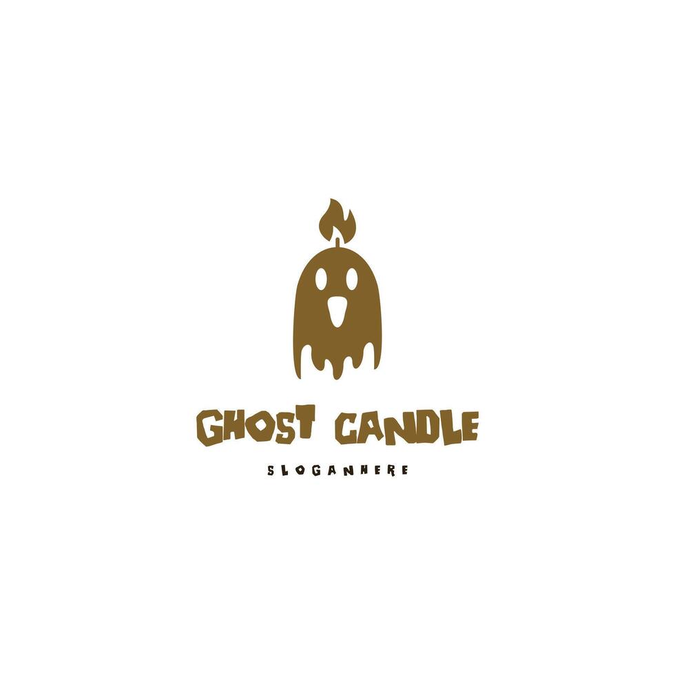 Ghost and candle logo design on isolated background vector