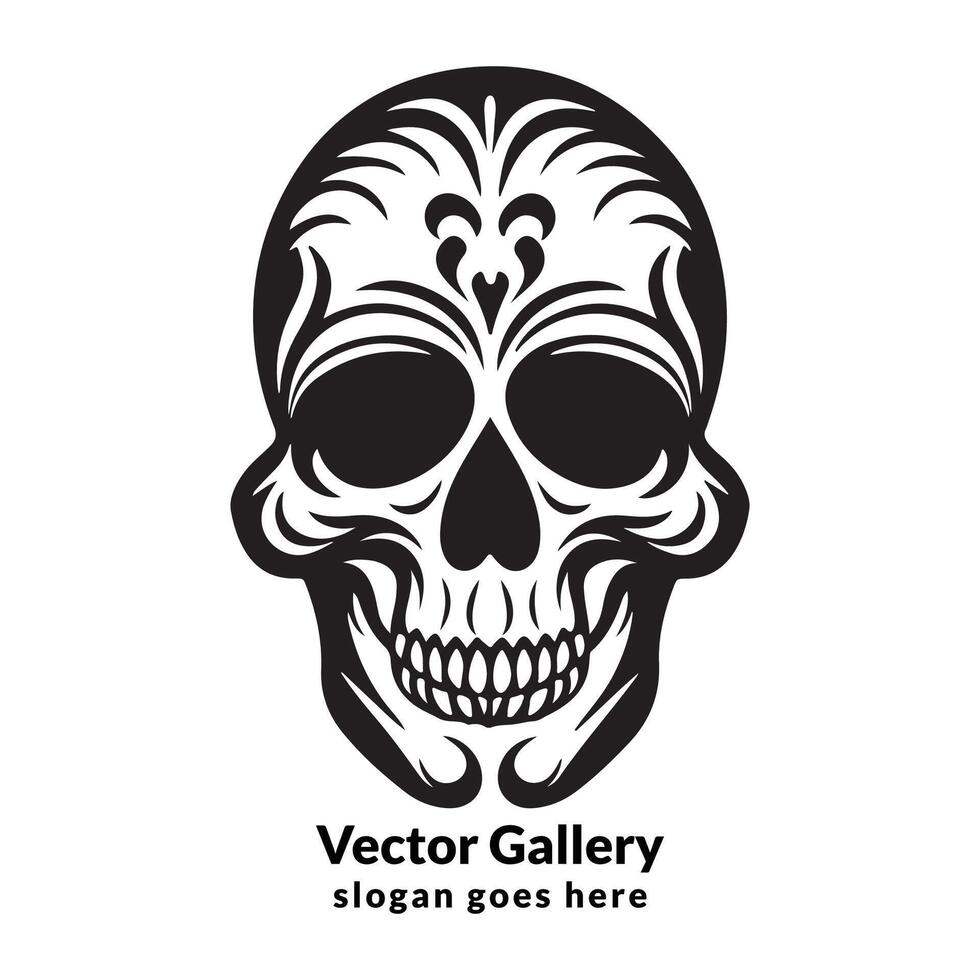 Vector skull heads black and white