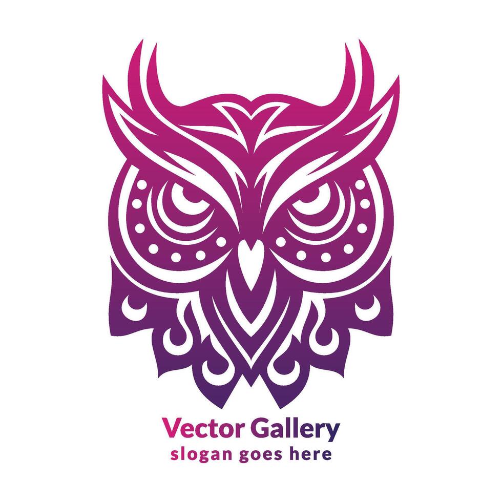 owl face logo design vector