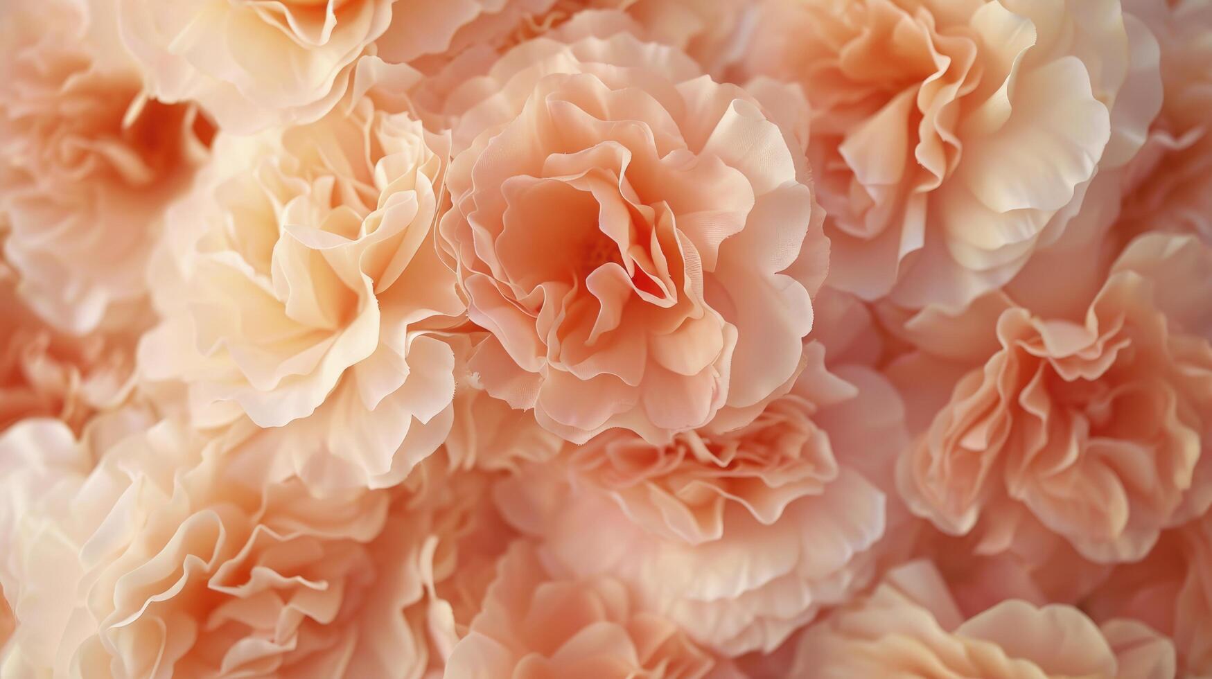 AI generated A Close-Up Photo Revealing the Delicate Petals and Intricate Beauty of a Rose Pattern in Soft Peach Tones