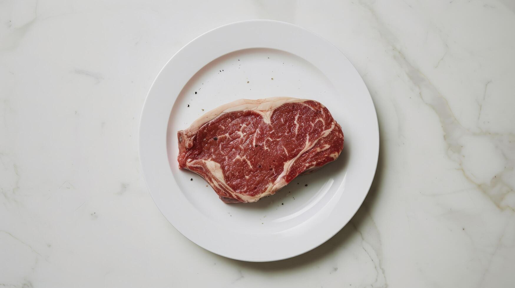 AI generated Prime rib raw meat on a white plate background photo